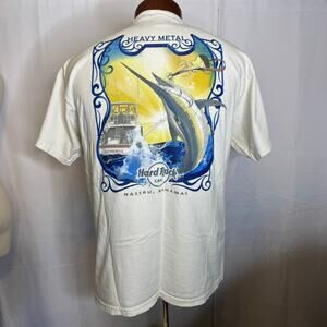 Hard Rock Cafe Nassau Bahamas Vintage Y2K Heavy Metal Marlin Pocket T-Shirt L